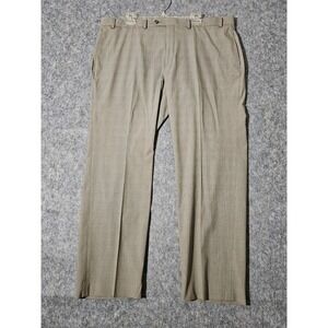 Lauren Ralph Lauren Mens Flat Front Plaid Dress Pants 40W X 30L Tan